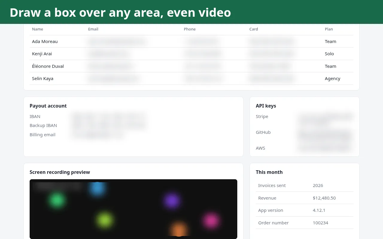 A blur box drawn over a moving video area